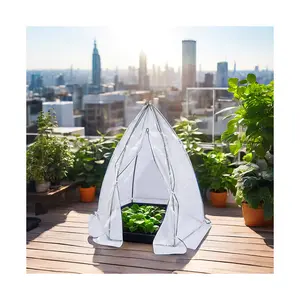 Portable Mini Greenhouse with Metal Frame Rainproof and Frost-Proof for Seedlings and Flowers for Home Gardening