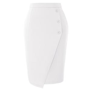 <span class=keywords><strong>Jupe</strong></span> <span class=keywords><strong>crayon</strong></span> courte élégante pour femme, <span class=keywords><strong>taille</strong></span> <span class=keywords><strong>haute</strong></span>, décorée de boutons, fendue à l'arrière - Product Image 6