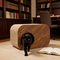 Mobilier pour animaux de compagnie en carton ondulé, type niche fermée, griffoir et lit de repos pour chaton, résistant à l'usure