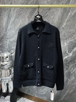 Cardigan tricoté vintage vieilli à fermeture éclair, motif lettres sanskrites, série de pulls d'hiver CH pour le commerce transfrontalier