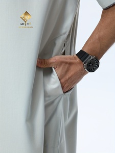 Túnica Árabe de Alta Gama para Hombre 2025, Diseño Marroquí de Manga Corta con Cuello Redondo y Botones, Atuendo de Oración, Elegante Túnica Árabe Larga - Product Image 4