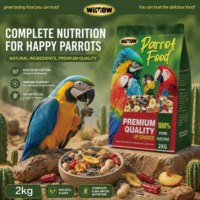 WIMOW Papegaaienvoer Omega 3 Vitaminen Fruit Groenten Zaden Noten Zonnebloem Pompoen Mais 2kg Ara Afrikaanse Grijze Papegaai Bulk OEM