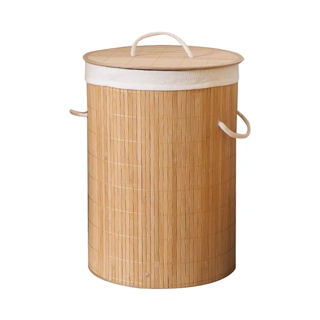Scelta del supermercato cesto portabiancheria pieghevole in bambù economico e all'ingrosso con fodera e manico