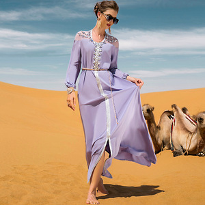 Abaya <span class=keywords><strong>marocaine</strong></span> violette claire élégante à strass, style féerique, pour sorties et soirées, longue <span class=keywords><strong>robe</strong></span> musulmane avec <span class=keywords><strong>ceinture</strong></span> – Meilleure vente - Product Image 5