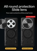 Coques de téléphone antichoc avec anneau support et béquille pour Redmi 14C, POCO C75 4G 5G, A3 Pro 5G, avec cache-objectif coulissant