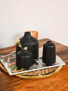 Handmade Black Tabletop Flower <b>Vase</b> Ceramic Porcelain Decorative <b>Bud</b> <b>Vase</b> for Wedding Home Decor - Product Image 3