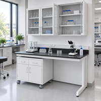 Meuble de laboratoire mobile sur roulettes, poste de travail réglable en hauteur en acier pour laboratoire scientifique scolaire