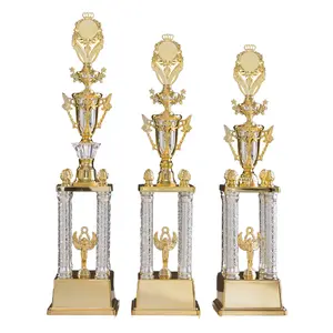 4 Pillars Golden Bse Silver Columns T38 New Style Custom Logo Trophy And Award For Sport Events