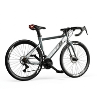 Vélo de route à cadre rigide en acier haute teneur en carbone 21/24/27 vitesses avec double frein à disque pour la course