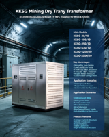 Transformador Seco para Minería KKSG de Alta Calidad, 30kVA-2500kVA, Clase F/H, 180C, Baja Pérdida, Ignífugo, Seguro para Túneles Mineros, Personalizable