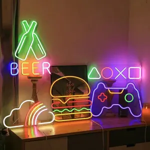 Drop-Shipping LED letrero de neón personalizado luz DC12V auriculares juego Hamburgo cerveza nube para fiesta en casa decoración de vacaciones