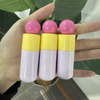 En stock – Tubes de brillant à lèvres roses et blancs de 5 ml, forme cœur mignonne, applicateur doe foot unique, grand pinceau, emballage épais