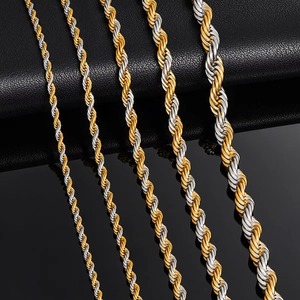 Chaîne en acier inoxydable torsadée couleur or/argent pour homme, largeur 2,3 mm/3 mm/4 mm/5 mm/6 mm, longueur 16 à 30 pouces - Product Image 1