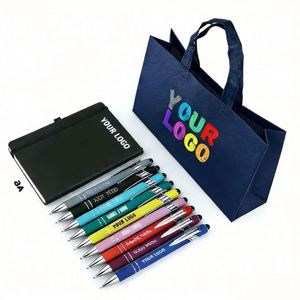 Stylo bille publicitaire en métal personnalisé 2-en-1 avec stylet tactile pour écoles de commerce, avec logo imprimé sur mesure - Product Image 1