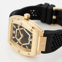 Nouveau modèle de montre automatique mécanique sportive pour homme, multifonctionnelle, en forme de tonneau, avec bracelet en silicone coloré et diamants incrustés