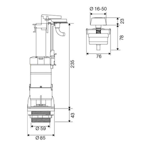 Válvula de Drenaje Neumática para Cisterna Monobloque de Cerámica, Válvula de Descarga Solo para Drenaje - Product Image 3