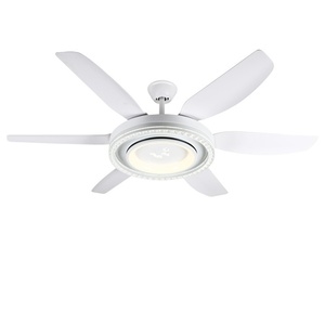 Ventilateur de plafond moderne blanc noir 55 pouces 6 vitesses télécommande LED avec lampe moteur BLDC matériau ABS utilisation dans le salon - Product Image 1