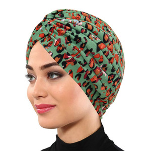 Gorro de turbante plisado de alta calidad para mujer, gorro árabe con estampado de leopardo, gorro Hijab - Product Image 5