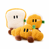 Mainan Anjing Boneka Plush Lucu Bentuk Croissant Toast, Super Lembut, Bisa Digigit, Berbunyi, Interaktif, Pereda Stres, Grosir