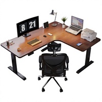 Pieds de bureau électrique intelligents relevables en L pour poste de travail à domicile, en métal, réglables et automatiques, avec bordure scellée