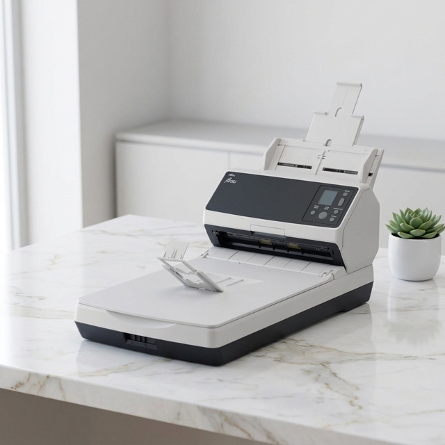 High Speed A4 ADF Flatbed Combo Scanner 90ppm 180ipm Dual CIS 600dpi USB 3.2 Gigabit Ethernet Grey White