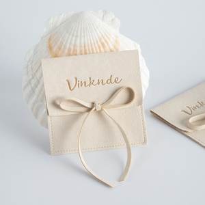 Beige Apricot 6X6 cm Microfiber Envelope Jewelry Gift Packaging Pouch <b>Rope</b> for Comb Baby Teeth Chain-for Storing Your Precious - Product Image 2