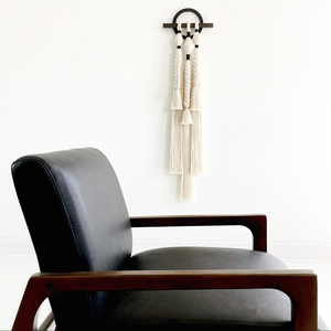 Suspension <span class=keywords><strong>murale</strong></span> en macramé, corde de coton faite à la main, décoration <span class=keywords><strong>murale</strong></span> bohème, suspension <span class=keywords><strong>pour</strong></span> cuisine, chambre à coucher, tissage artisanal, noir et blanc - Product Image 4