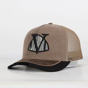 100% daim bricolage plage camionneur casquette 3D brodé chauffeur de camion conception décontracté imprimé maille filet casquette coton élégant Image affaires - Product Image 2