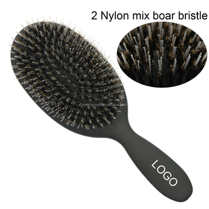 Personnalisé privé logo noir ovale 2 nylon mix naturel sanglier poils extension cheveux brosse avec sac de velours pour perruque de cheveux - Product Image 3