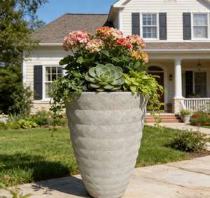 हल्के सफेद स्पेक्केल्ड रिबन pp फूलों के बर्तन लंबे बड़े कैलिबर इनडोर आउटडोर होम गार्डन प्लांटर आधुनिक न्यूनतम सजावट - Product Image 4