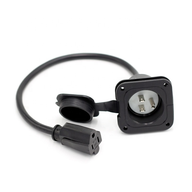 15 Amp AC Port Plug 125 Volt Power Inlet Waterproof Electrical Outlet Receptacle with 18-Inch 3 Wire Extension Cord
