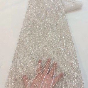 Châu Âu Và Mỹ Lưới Đầy Màu Sắc Bead Ống Sọc Thêu Vải Váy Cưới Quần Áo Vải Cho Tất Cả Các Mùa - Product Image 4
