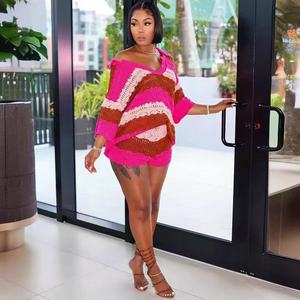 Châu Âu Và Mỹ Của Phụ Nữ Giản Dị Hip Vớ Phù Hợp Với Với Sọc Áo Len Mô Hình Rắn Mùa Đông Thời Trang Cho Mùa Hè - Product Image 6