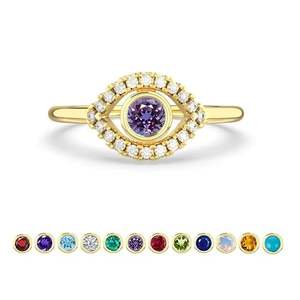 Alexandrite Bague en argent sterling 925 avec pierre de naissance Bague de mariage classique en rhodium pour femmes, adolescentes, filles, cadeaux d'anniversaire - Product Image 6