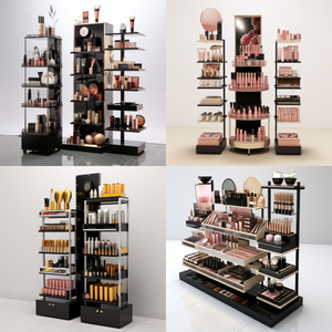 Estante de exhibición de cosméticos colorido personalizado diseño plegable moderno para tiendas de belleza de moda centros comerciales para estante de pared de maquillaje tienda - Product Image 2