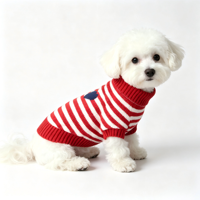 Pull pour chien rayé rouge et blanc, jacquard cœur marine, col roulé, tricot côtelé, confortable et chaud pour l'hiver, logo personnalisé, pour petits et moyens chiens