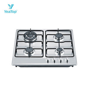 Cuisinière à gaz encastrable 4 brûleurs de haute qualité en acier inoxydable avec commande frontale, boutons métalliques, plaque de cuisson à gaz GPL et dispositif de sécurité - Offre Spéciale - Product Image 3