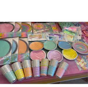 Pastel Đảng Trang Trí Set-Macaron Màu Hồng Bộ Đồ Ăn Dùng Một Lần Bao Gồm Giấy Tấm Nhựa Dĩa Thìa Sinh Nhật Bé Tắm - Product Image 6