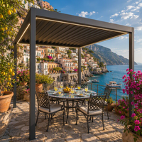 Pergola motorisée en aluminium avec toit à lames rétractables, pour terrasse de piscine d'hôtel, lames réglables, enclos latéral, LED, luxe, revêtement poudré