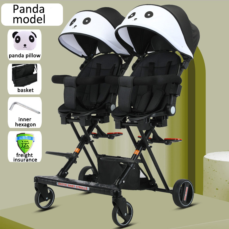 Twins can sit and lie down panda model + awning