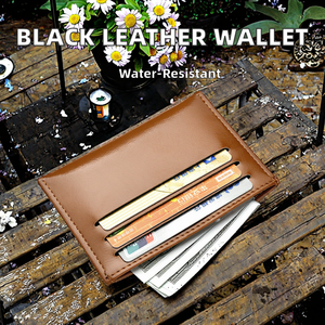 Portefeuille en cuir minimaliste de style vintage personnalisé pour hommes, simple, noir, fermeture ouverte, courte longueur, doublure en PU - Porte-cartes de crédit et de SIM - Product Image 2