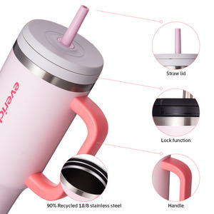Nouveau Mug de Voyage Isotherme en Acier Inoxydable 40oz avec Couvercle à Paille Rotative et Poignée, Personnalisable avec Logo - Product Image 3