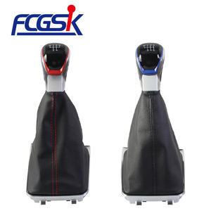 Pommeau de levier de vitesse manuel en cuir avec surpiqûres rouges pour Volkswagen Golf 7 MK7 GTI GTD 5 6 vitesses - Product Image 4