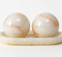 Brûleur d'encens double sphérique en onyx blanc naturel fait main élégant, décoration minimaliste Wabi Sabi, décoration de méditation musulmane, décoration d'intérieur