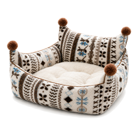 Lit pour animaux de compagnie rectangulaire en coton PP de style ethnique rétro pour chats