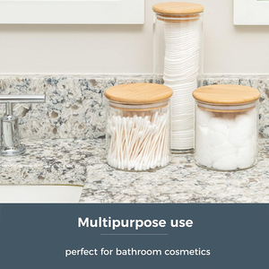 מיכלי אחסון מזון שקופים מזכוכית בורוסיליקט, אטומים לאוויר, ניתנים לערום, עם מכסי במבוק לארון המטבח, במגוון גדלים - Product Image 5