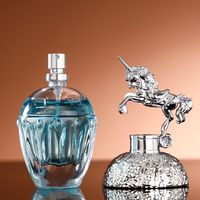 Flacon de parfum personnalisé vide avec logo personnalisé, 30 ml, 50 ml, 100 ml, flacon de parfum rond en verre givré noir avec bouchon noir