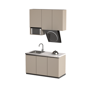 <span class=keywords><strong>Meuble</strong></span> de cuisine intégré moderne pour hôtel, maison, condo, avec plan de travail en marbre, unité de rangement modulaire avec évier - Product Image 1