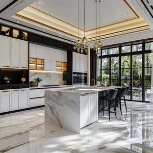 Îlot de cuisine en acier inoxydable de qualité supérieure avec évier et lave-vaisselle, disposition personnalisée, armoires de rénovation de maison de luxe - Product Image 4