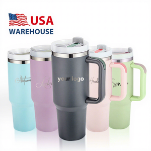 Canecas de Café de Viagem Personalizadas com Logo 40oz H2.0 Revestidas Personalizáveis Copos de Aço Inoxidável de Parede Dupla Caneca Personalizada com Alça e Canudo - Product Image 1